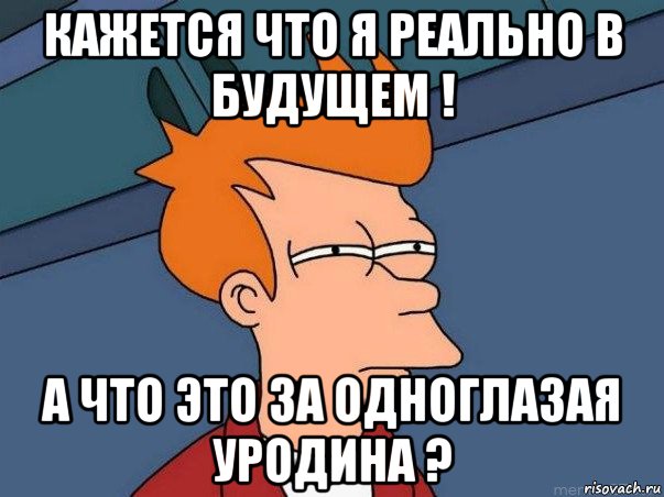 кажется что я реально в будущем ! а что это за одноглазая уродина ?, Мем  Фрай (мне кажется или)