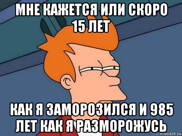 мне кажется или скоро 15 лет как я заморозился и 985 лет как я разморожусь, Мем  Фрай (мне кажется или)