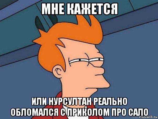 мне кажется или нурсултан реально обломался с приколом про сало, Мем  Фрай (мне кажется или)