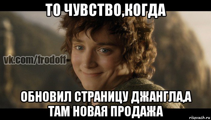 то чувство,когда обновил страницу джангла,а там новая продажа, Мем  Фродо