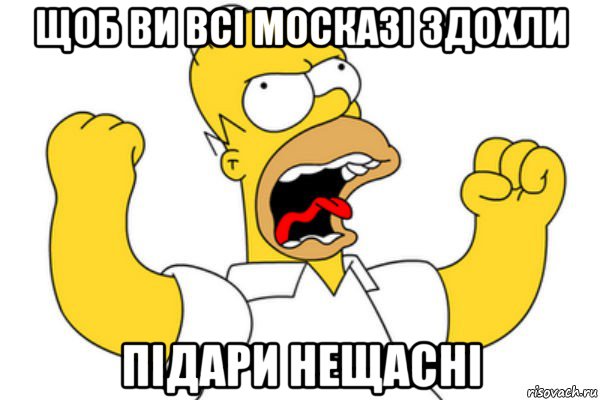 щоб ви всі москазі здохли підари нещасні, Мем Разъяренный Гомер