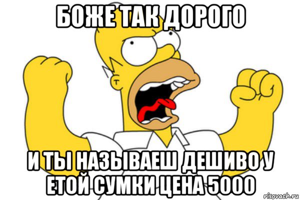 боже так дорого и ты называеш дешиво у етой сумки цена 5000, Мем Разъяренный Гомер