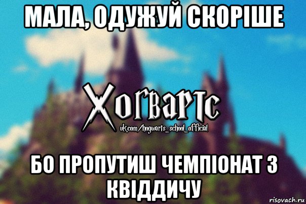 мала, одужуй скоріше бо пропутиш чемпіонат з квіддичу, Мем Хогвартс