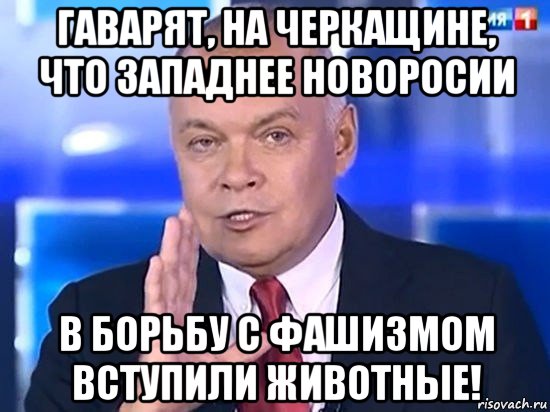 гаварят, на черкащине, что западнее новоросии в борьбу с фашизмом вступили животные!, Мем Киселёв 2014