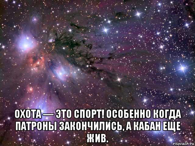  охота — это спорт! особенно когда патроны закончились, а кабан еще жив., Мем Космос