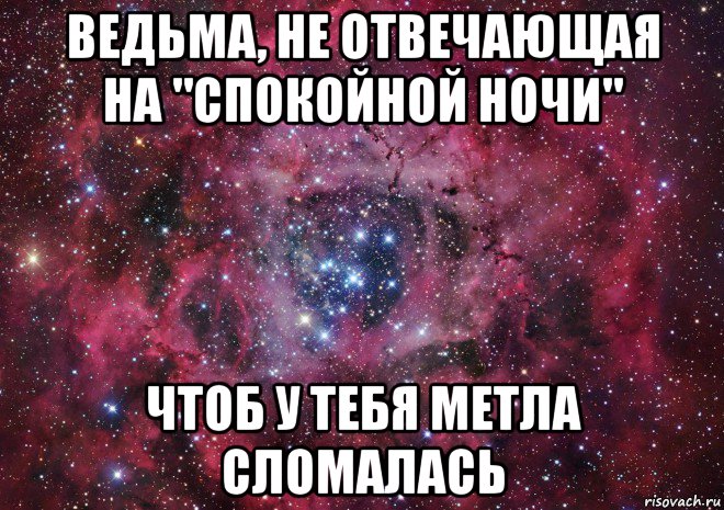 ведьма, не отвечающая на "спокойной ночи" чтоб у тебя метла сломалась, Мем Ты просто космос