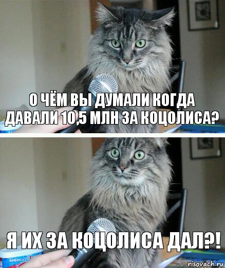 о чём вы думали когда давали 10,5 млн за коцолиса? Я их за Коцолиса дал?!, Комикс  кот с микрофоном