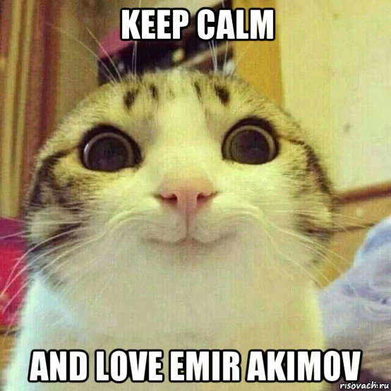 keep calm and love emir akimov, Мем       Котяка-улыбака