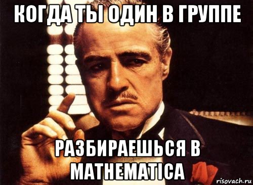 когда ты один в группе разбираешься в mathematica, Мем крестный отец