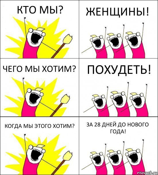 КТО МЫ? ЖЕНЩИНЫ! ЧЕГО МЫ ХОТИМ? ПОХУДЕТЬ! КОГДА МЫ ЭТОГО ХОТИМ? ЗА 28 ДНЕЙ ДО НОВОГО ГОДА!