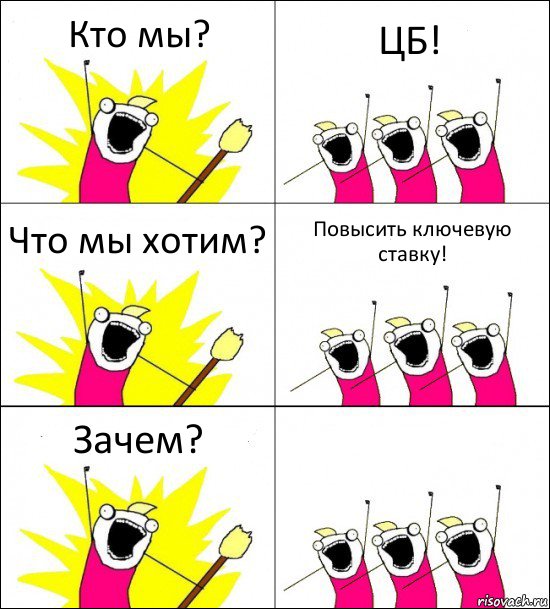 Кто мы? ЦБ! Что мы хотим? Повысить ключевую ставку! Зачем? , Комикс кто мы