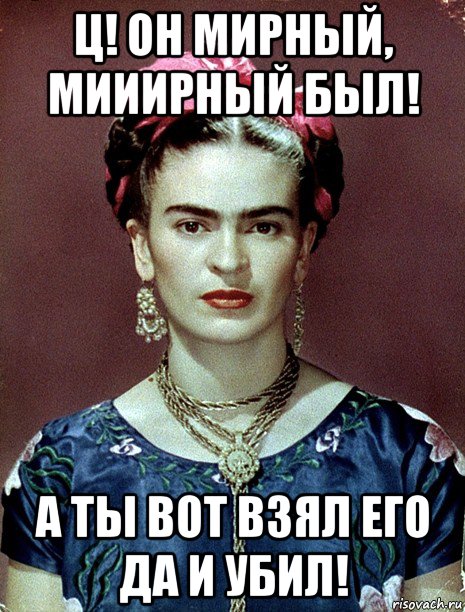 ц! он мирный, мииирный был! а ты вот взял его да и убил!, Мем Magdalena Carmen Frieda Kahlo Ca