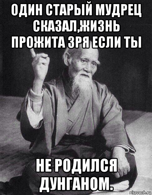 один старый мудрец сказал,жизнь прожита зря если ты не родился дунганом., Мем Монах-мудрец (сэнсей)