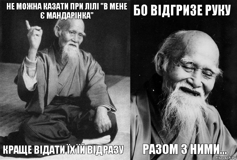 не можна казати при Лілі "в мене є мандарінка" краще відати їх їй відразу бо відгризе руку разом з ними..., Комикс Мудрец-монах (4 зоны)