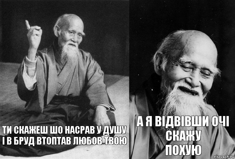 ти скажеш шо насрав у душу
і в бруд втоптав любов твою а я відвівши очі скажу
похую, Комикс Мудрец-монах (2 зоны)