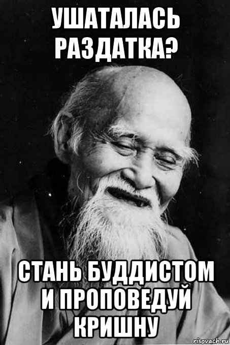 ушаталась раздатка? стань буддистом и проповедуй кришну, Мем мудрец улыбается