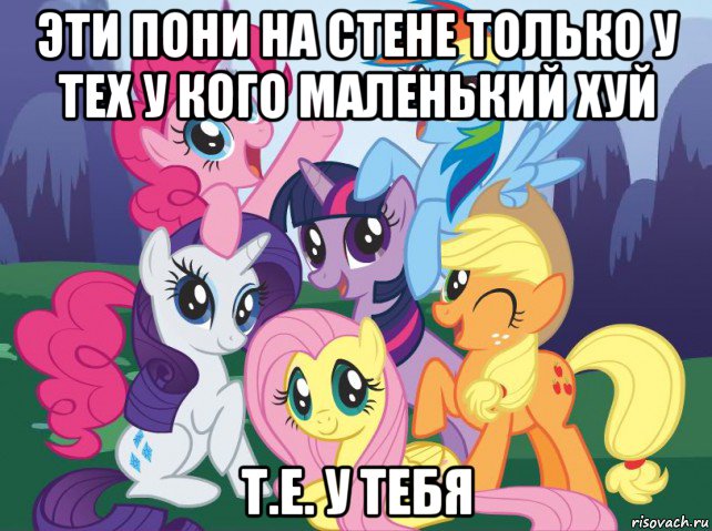 эти пони на стене только у тех у кого маленький хуй т.е. у тебя, Мем My little pony