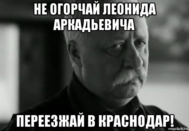 не огорчай леонида аркадьевича переезжай в краснодар!, Мем Не расстраивай Леонида Аркадьевича