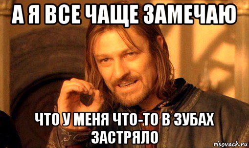 а я все чаще замечаю что у меня что-то в зубах застряло, Мем Нельзя просто так взять и (Боромир мем)