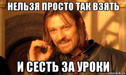 нельзя просто так взять и сесть за уроки, Мем Нельзя просто так взять и (Боромир мем)