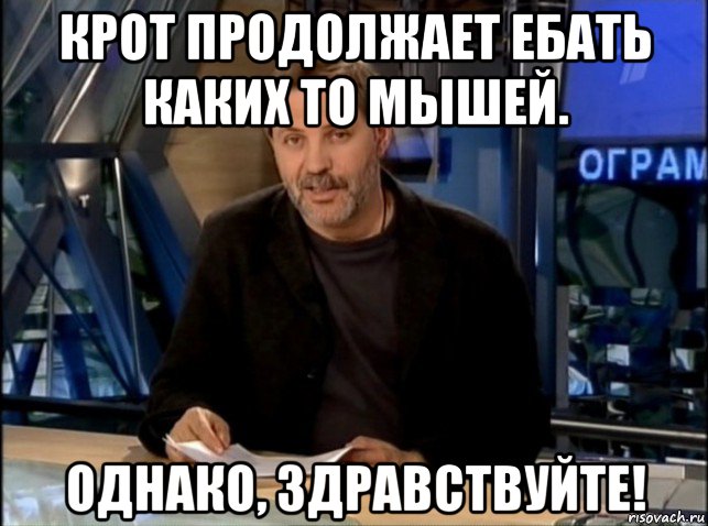 крот продолжает ебать каких то мышей. однако, здравствуйте!, Мем Однако Здравствуйте