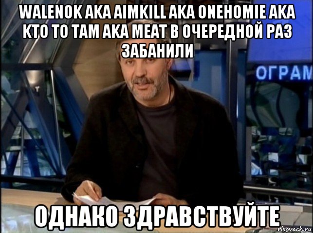 walenok aka aimkill aka onehomie aka kto to tam aka meat в очередной раз забанили однако здравствуйте, Мем Однако Здравствуйте