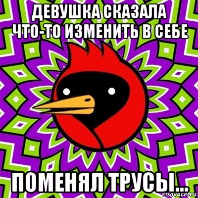 девушка сказала что-то изменить в себе поменял трусы..., Мем Омская птица