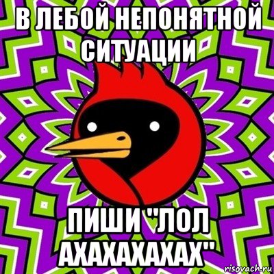 в лебой непонятной ситуации пиши "лол ахахахахах", Мем Омская птица