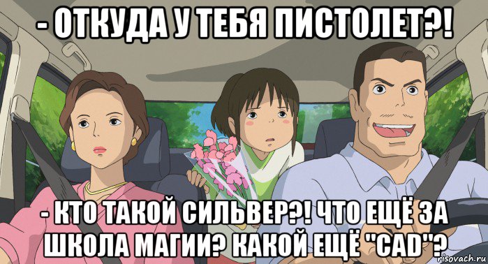 - откуда у тебя пистолет?! - кто такой сильвер?! что ещё за школа магии? какой ещё "cad"?