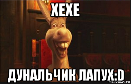 xexe дунальчик лапух:d, Мем Осел из Шрека