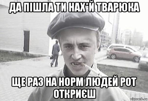 да пішла ти нах*й тварюка ще раз на норм людей рот откриєш, Мем Пацанська философия