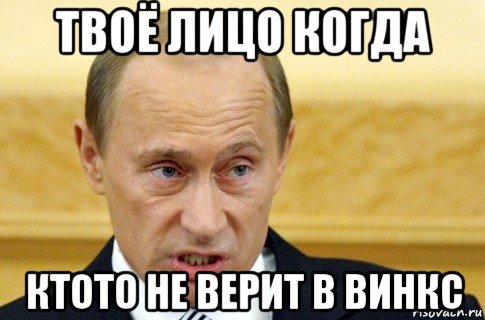 твоё лицо когда ктото не верит в винкс, Мем путин