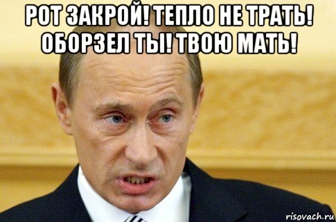 рот закрой! тепло не трать! оборзел ты! твою мать! , Мем путин