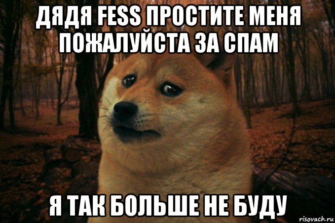 дядя fess простите меня пожалуйста за спам я так больше не буду, Мем SAD DOGE