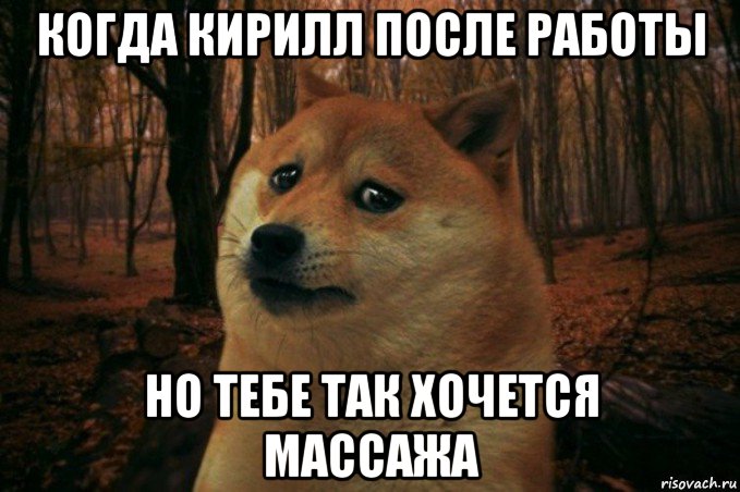 когда кирилл после работы но тебе так хочется массажа, Мем SAD DOGE