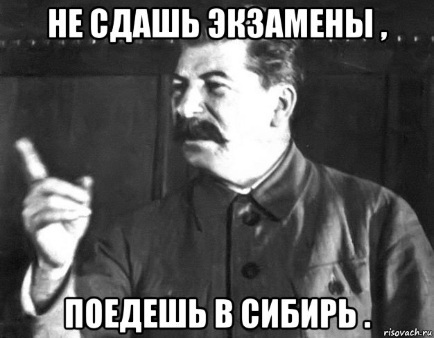 не сдашь экзамены , поедешь в сибирь ., Мем  Сталин пригрозил пальцем