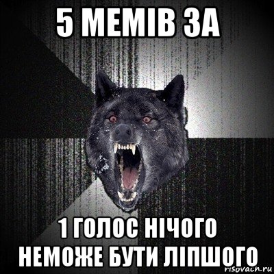 5 мемів за 1 голос нічого неможе бути ліпшого, Мем Сумасшедший волк