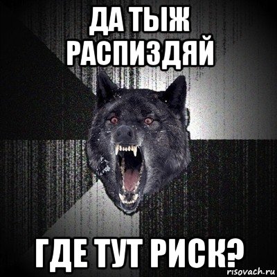 да тыж распиздяй где тут риск?, Мем Сумасшедший волк