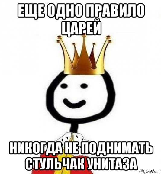 еще одно правило царей никогда не поднимать стульчак унитаза, Мем Теребонька Царь