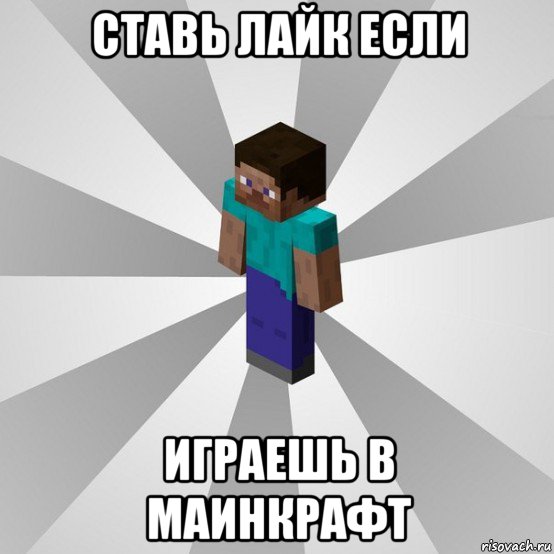 ставь лайк если играешь в маинкрафт, Мем Типичный игрок Minecraft