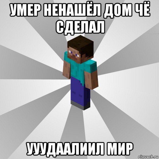 умер ненашёл дом чё сделал ууудаалиил мир, Мем Типичный игрок Minecraft