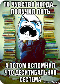 то чувство когда... получил пять а потом вспомнил что деситибальная сестема, Мем Типовий десятикласник