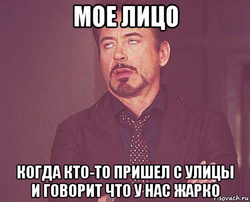 мое лицо когда кто-то пришел с улицы и говорит что у нас жарко, Мем твое выражение лица