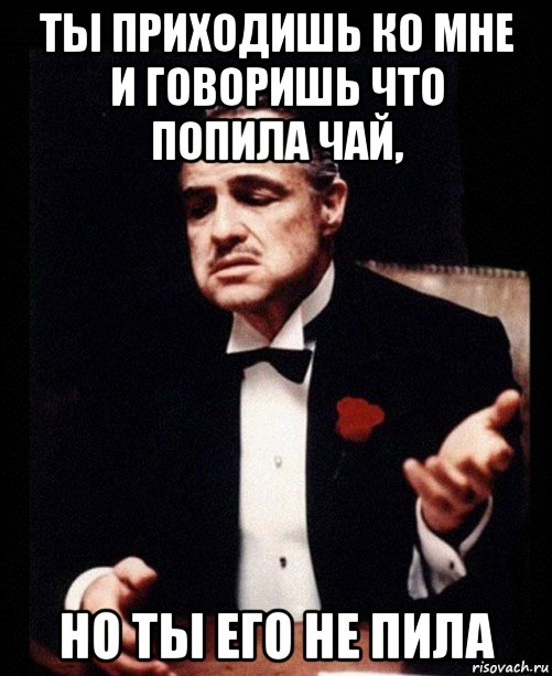 ты приходишь ко мне и говоришь что попила чай, но ты его не пила, Мем ты делаешь это без уважения