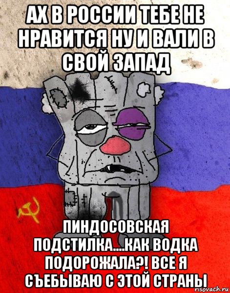 ах в россии тебе не нравится ну и вали в свой запад пиндосовская подстилка....как водка подорожала?! все я съебываю с этой страны