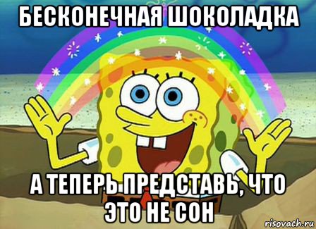 бесконечная шоколадка а теперь представь, что это не сон, Мем Воображение (Спанч Боб)