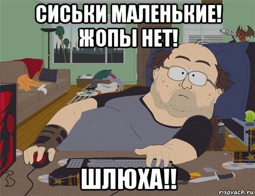 сиськи маленькие! жопы нет! шлюха!!, Мем   Задрот south park