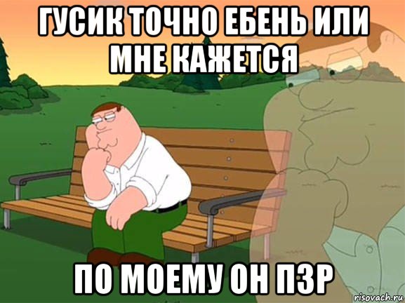 гусик точно ебень или мне кажется по моему он пзр, Мем Задумчивый Гриффин