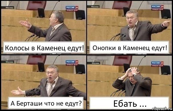 Колосы в Каменец едут! Онопки в Каменец едут! А Берташи что не едут? Ебать ..., Комикс Жирик в шоке хватается за голову