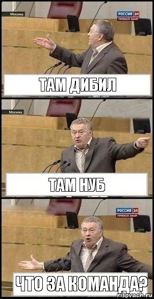 ТАМ ДИБИЛ ТАМ НУБ ЧТО ЗА КОМАНДА?, Комикс Жириновский разводит руками 3